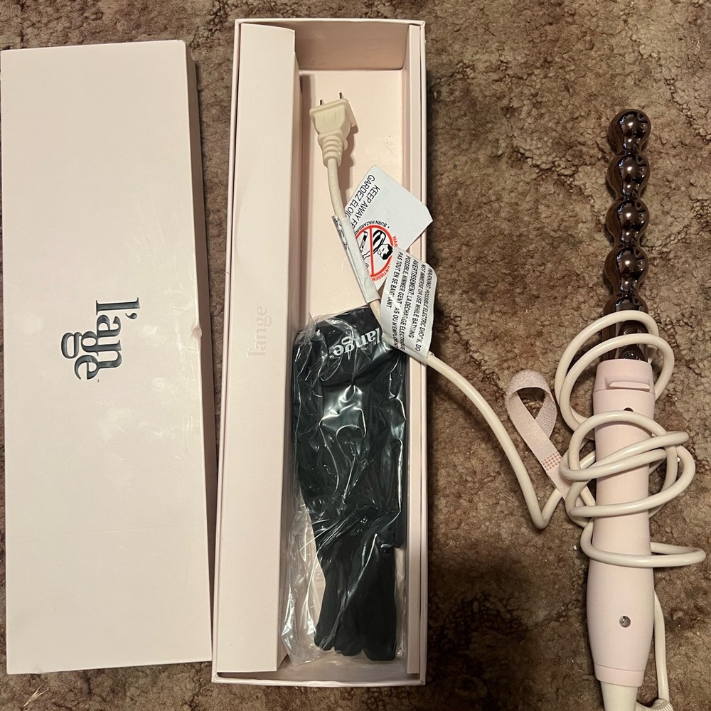 Lange Pink Bubble Wand Hair Curler with Black Heat Glove